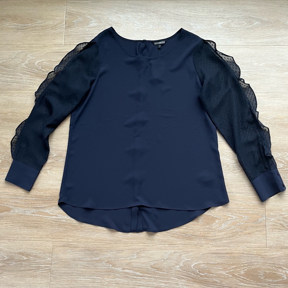 NWT Express navy long-sleeved blouse